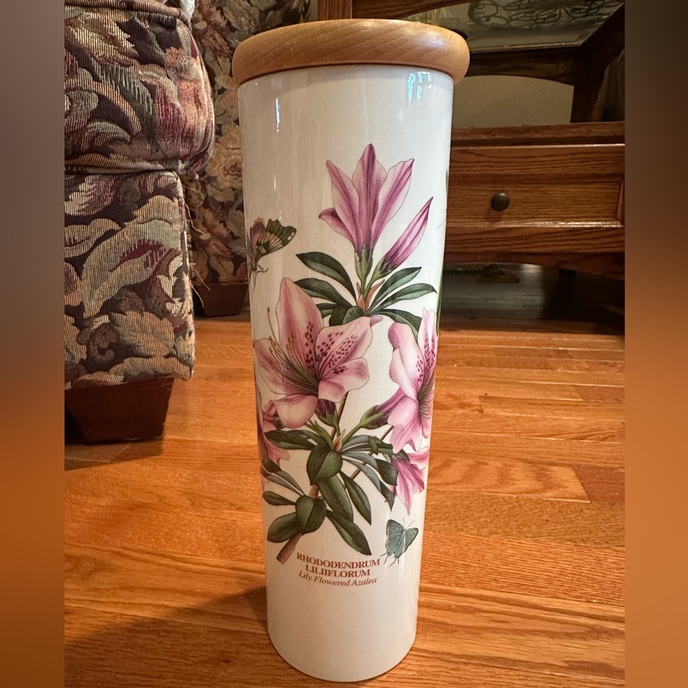 Portmeirion White Canister with Pink and Green Floral Design